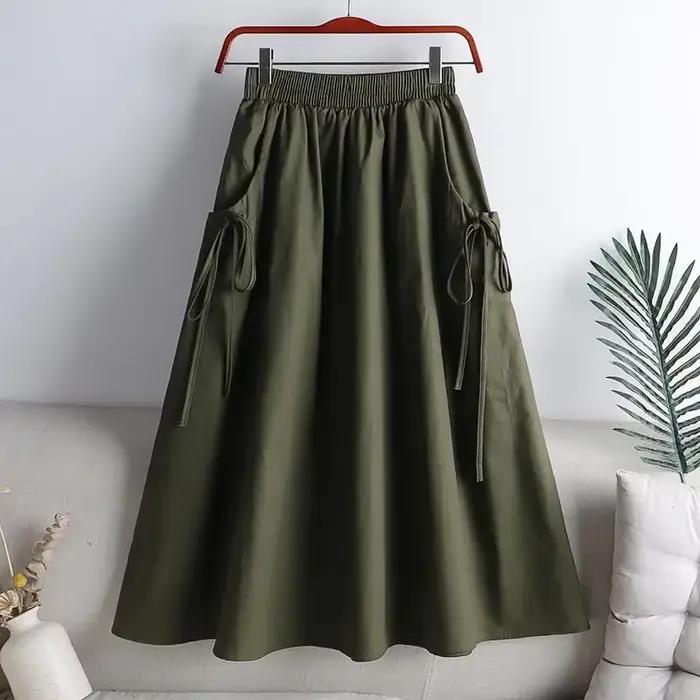 Jupe mi-longue élastique taille haute