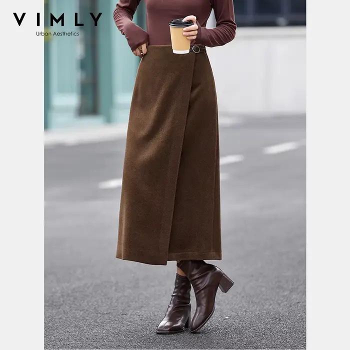 Jupe mi-longue marron portefeuille VIMLY pour femme