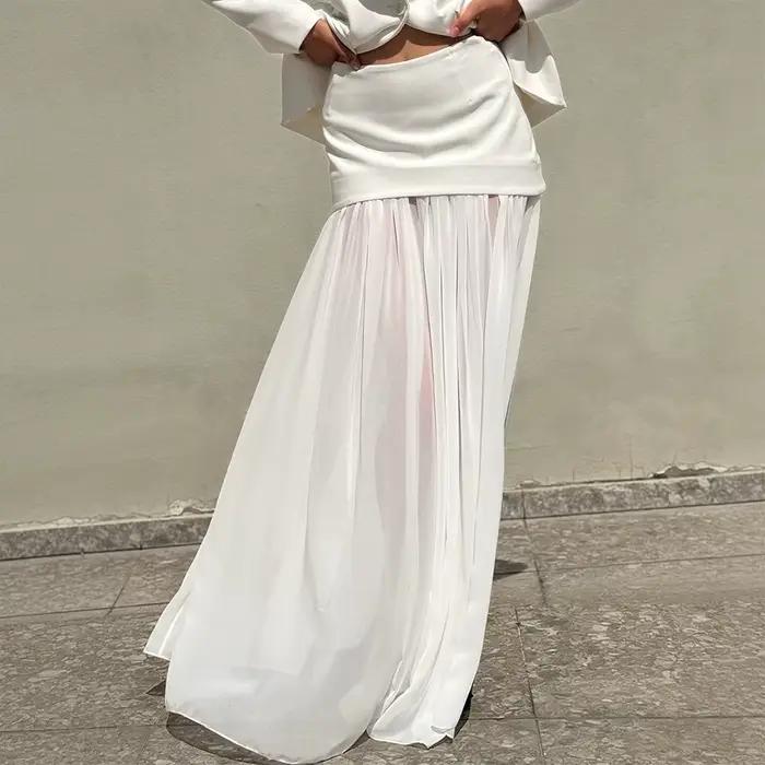 Jupe blanche à empiècements pour femme