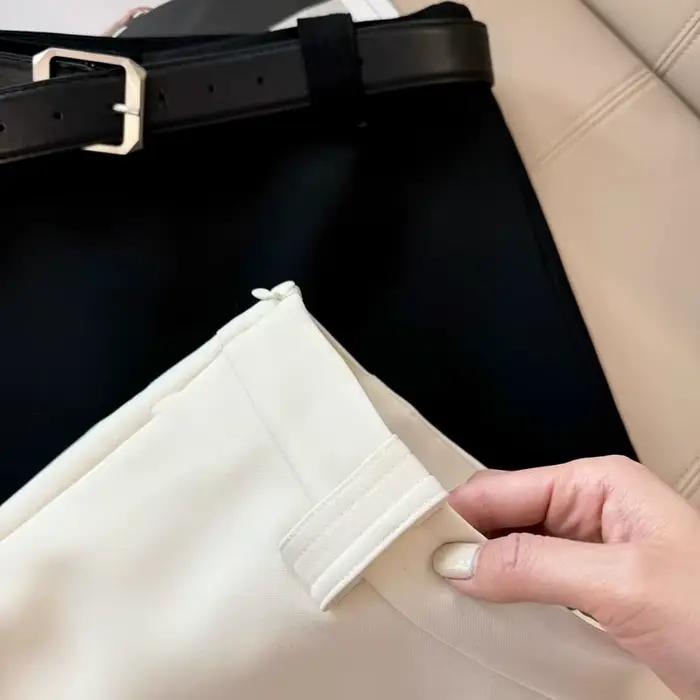 Jupe a-ligne XPQBB pour femmes, style bureau, noir et blanc, élastique et confortable pour toutes les occasions professionnelles