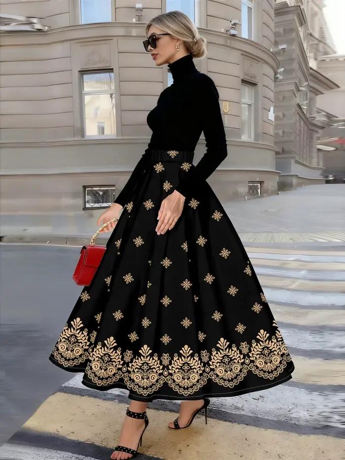 Jupe noire à imprimé floral pour femme