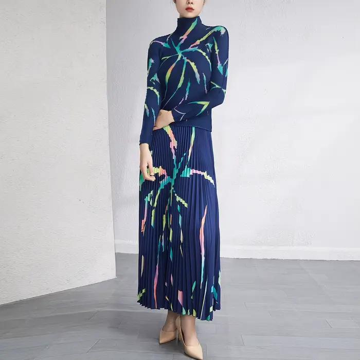 Fournisseurs de vêtements plissés Miyake haut plissé ensembles de mode jupe femmes nouvelle