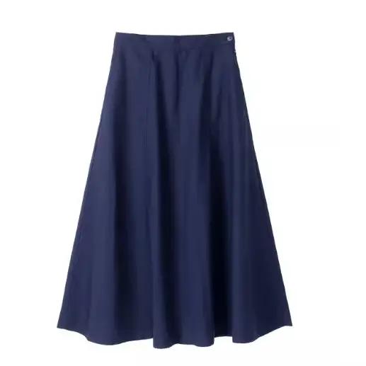 Jupe longue en coton et lin décontractée pour femme polyvalente été midi blanc bleu rouge