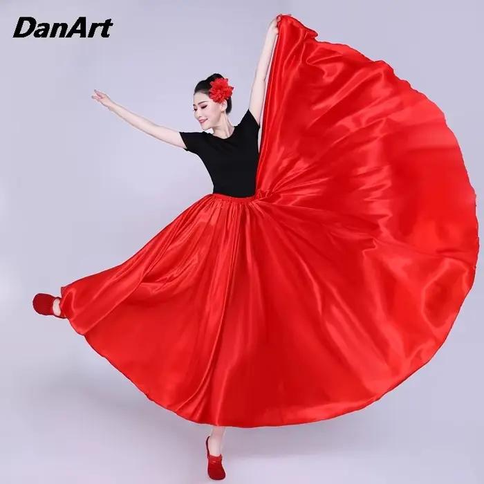 Jupe longue évasée pour femme en polyester, 19 couleurs, pour danse du ventre, danse moderne, fêtes, carnaval et soirées à thème