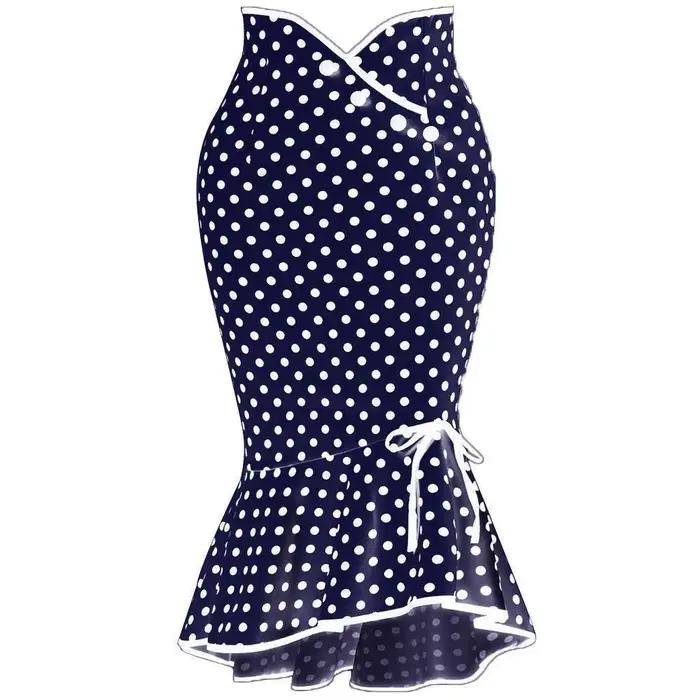 Jupe sirène à pois pour femmes élégante et décontractée pour les occasions spéciales et la garde-robe quotidienne
