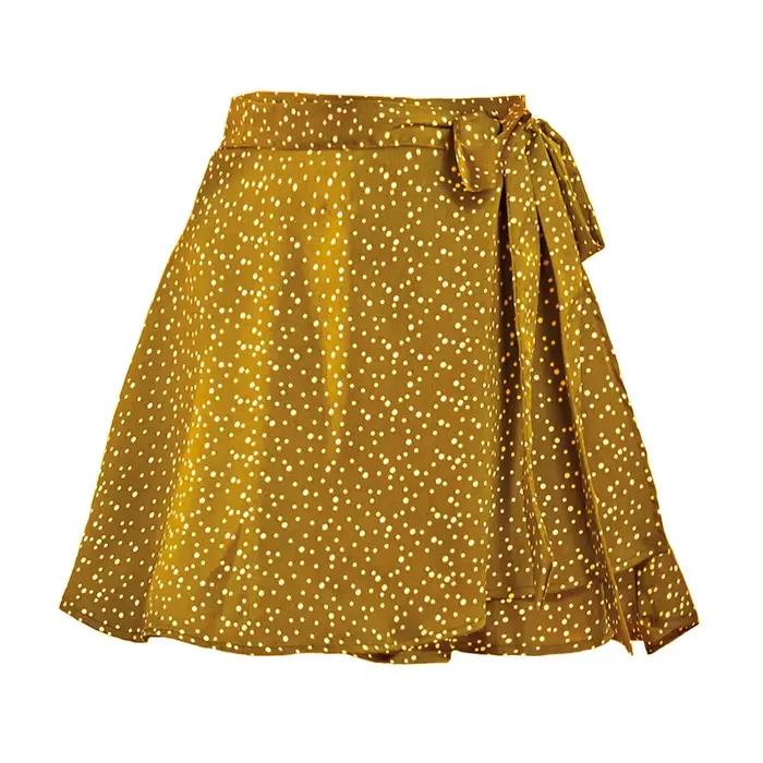 Mini jupe portefeuille en Satin vert pour femmes