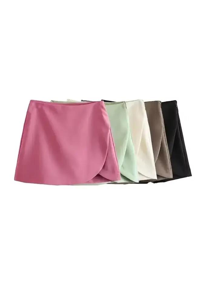 Femmes mode paréo Style Shorts jupes Vintage taille haute côté fermeture éclair femme jupe Mujer