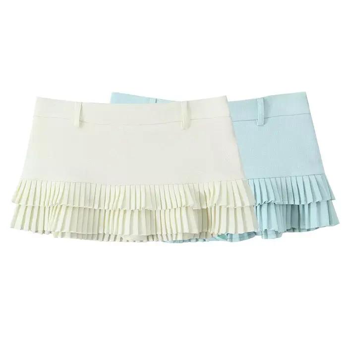Mini jupe plissée taille basse pour femme