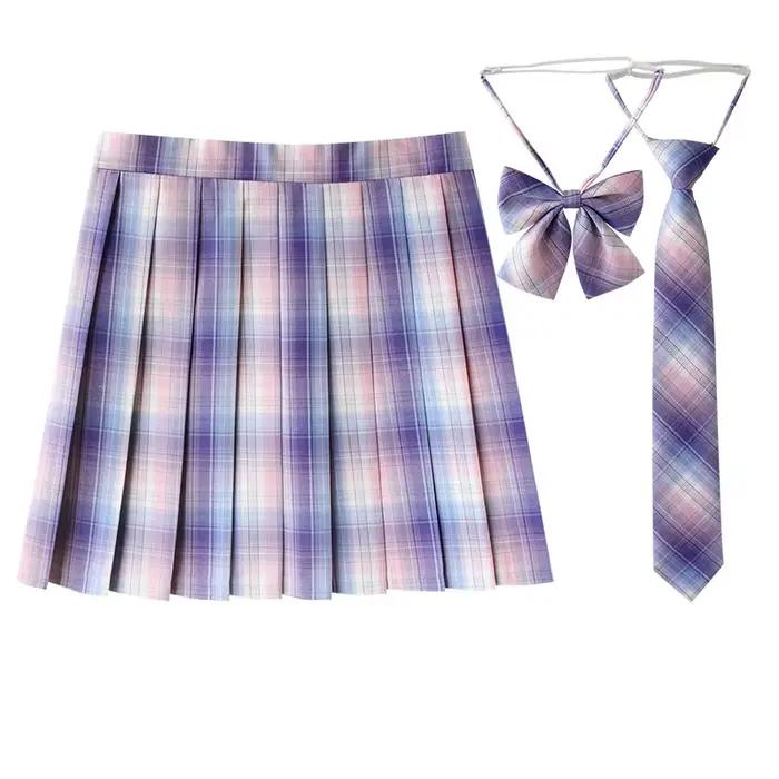 Jupe plissée à carreaux pour femmes junior, style kawaii, silhouette une ligne, ajustement confortable, polyester durable, occasions diverses
