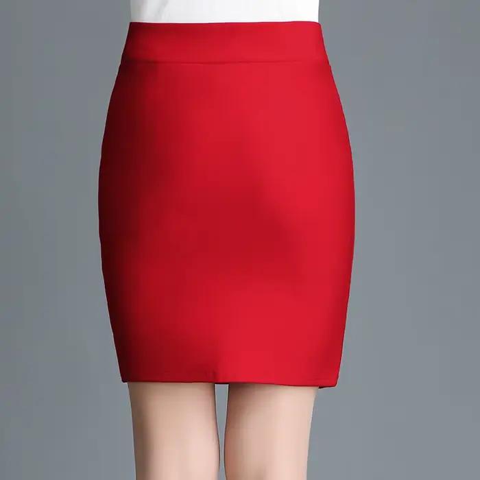Bureau dame maigre tenue d'affaires rouge jupe moulante de hanche été nouvelles femmes de base polyvalente mode