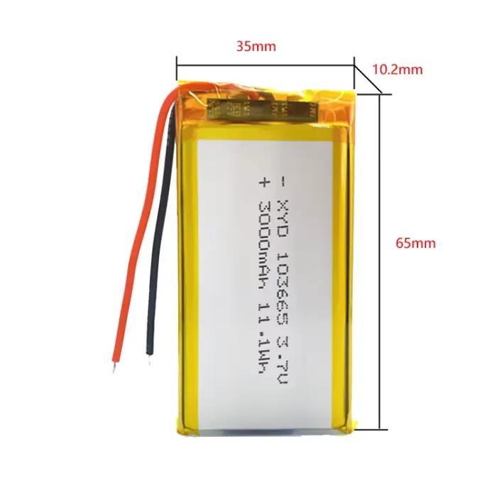 Grande capacité 3000mAh 103565   Batterie rechargeable au lithium polymère 3,7 V avec batterie ultra longue durée pour appareils intelligents/LED/bricolage