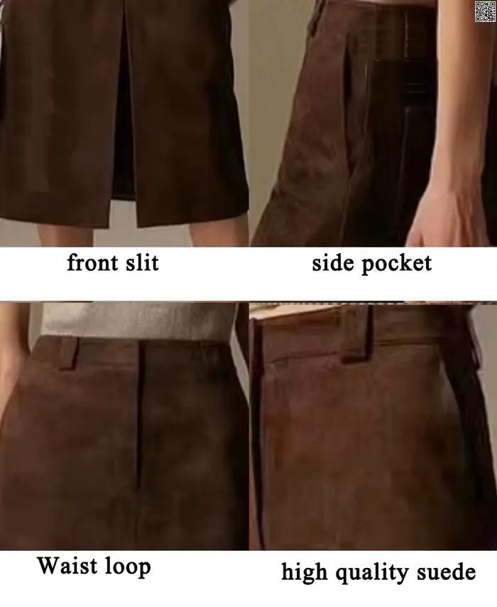Jupe en cuir suédé pour femme