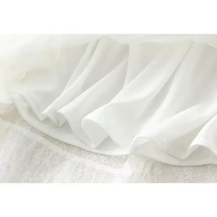 Élégante jupe longue en mousseline patchwork de dentelle