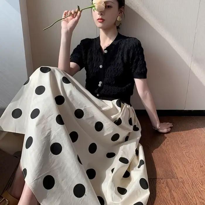 Jupe patchwork à pois mignons pour femmes