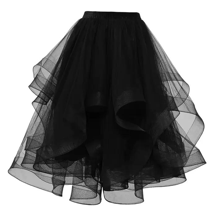 Mode Tulle jupe printemps été femmes irrégulière mi-longue maille a-ligne