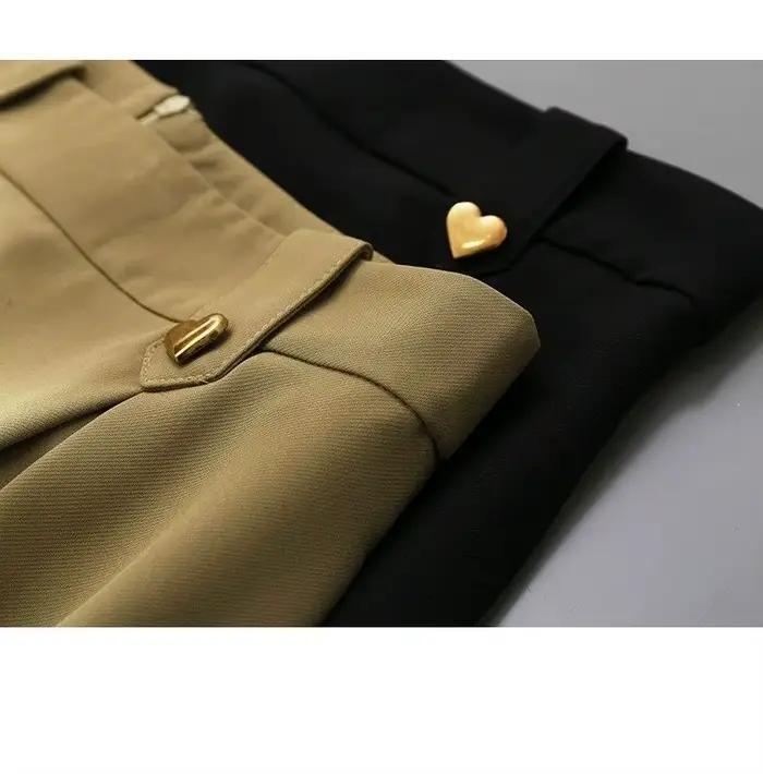 Jupe kaki jupe Midi femme drapée taille haute jupe de costume design mince et ample