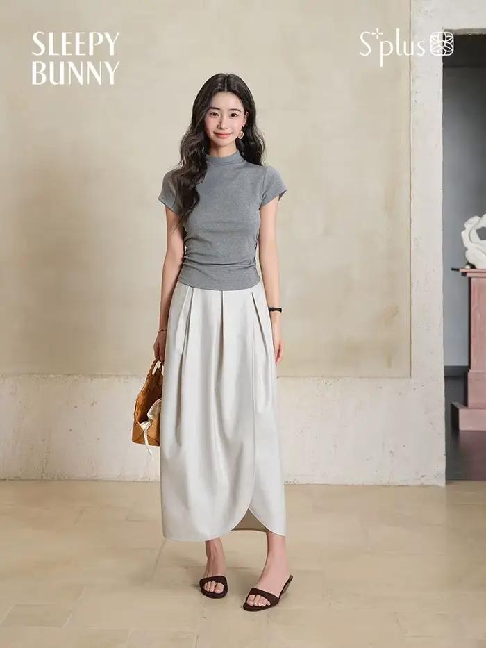 Jupe mi-longue taille haute pour femmes