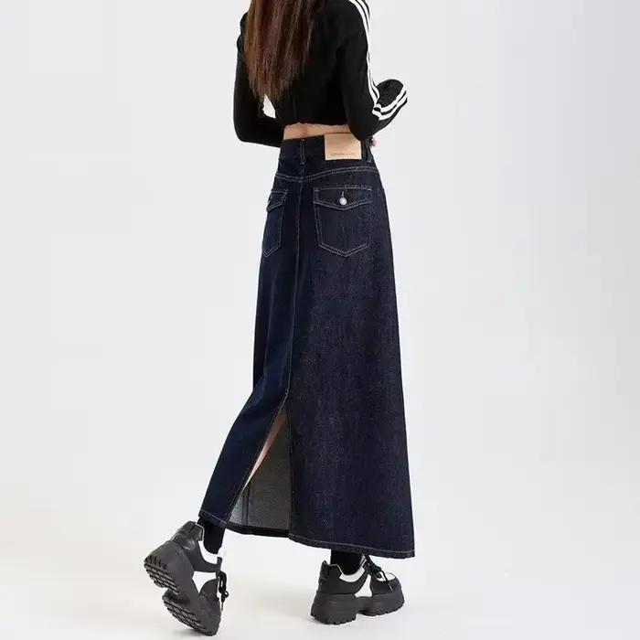 Jupe mini asymétrique en denim bleu pour femme
