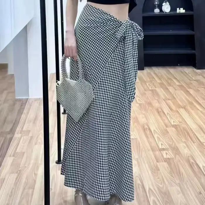 Jupe plissée à carreaux pour femme