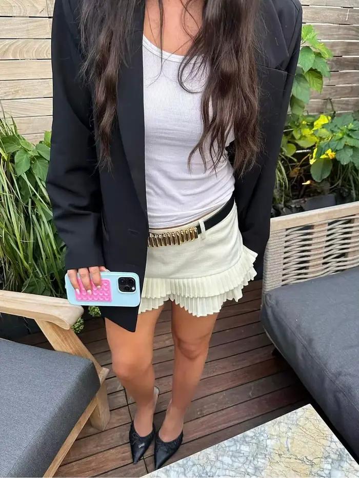 Mini jupe plissée taille basse pour femme