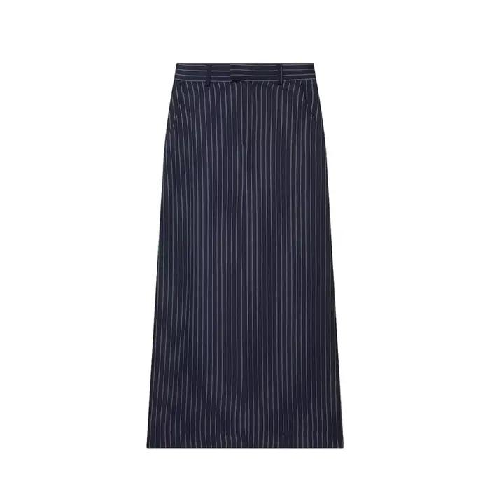 Jupe trapèze longue bleu marine rayée pour femme élégante et décontractée toutes les saisons occassions spéciales