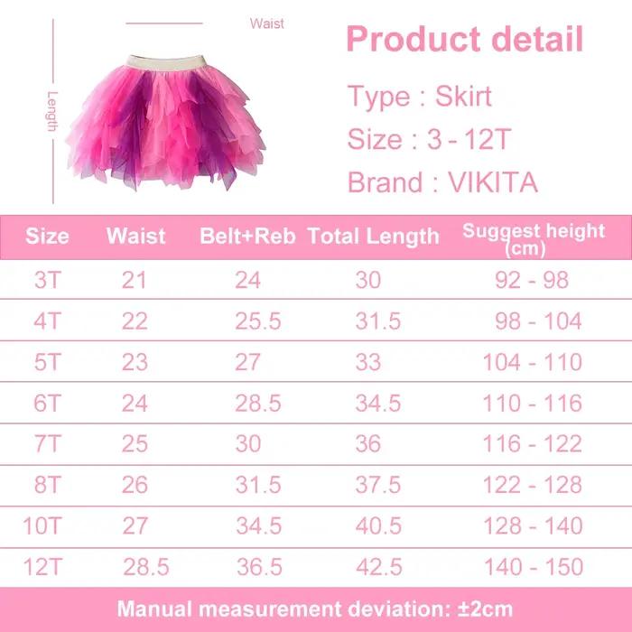 VIKITA filles gâteau jupes enfants maille irrégulière Tulle couches Tutu jupe