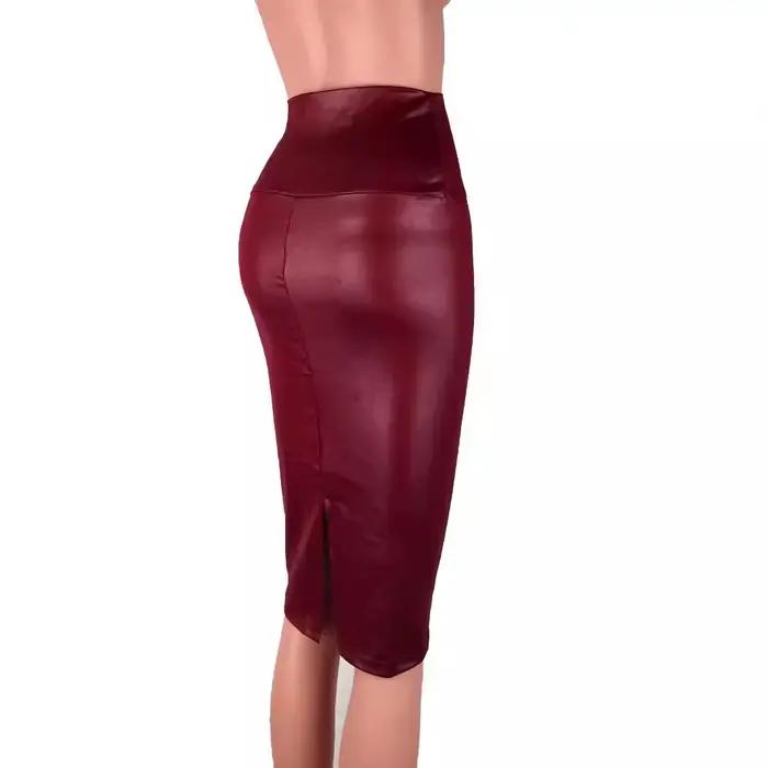 Jupe crayon en cuir PU pour femme