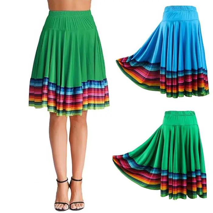 Jupe de danse mexicaine flamenco arc-en-ciel pour femmes