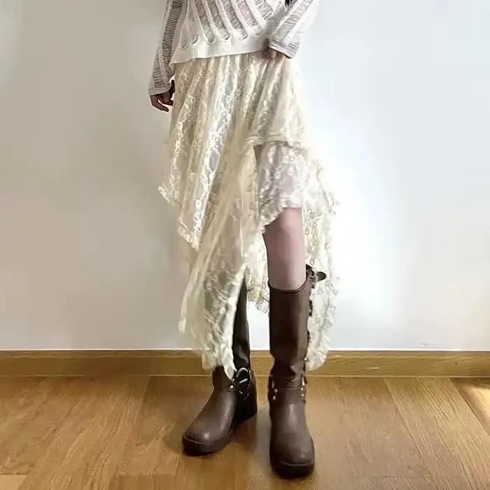 Jupe en dentelle taille haute pour femmes