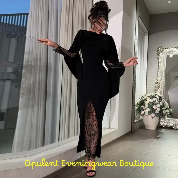 Robe de soirée simple en jersey noir