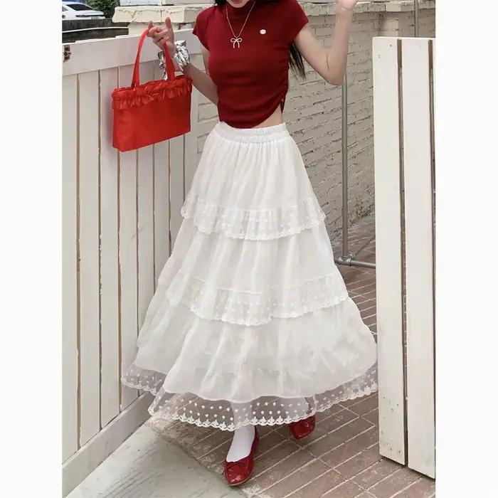 Jupe longue blanche pour femme