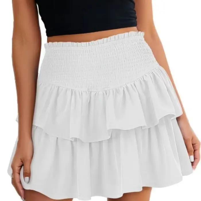 Jupes pour femmes toutes saisons quotidien basique plaine taille haute couches Mini
