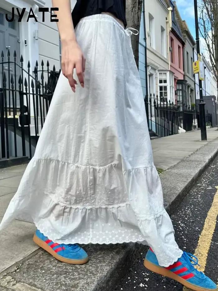 Jupes Maxi brodées de fleurs blanches pour femmes