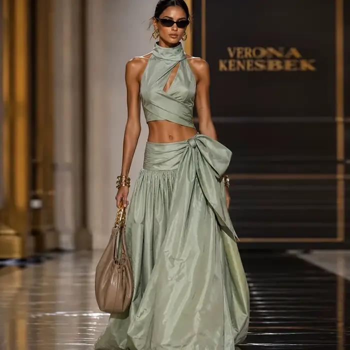 Jupe longue en satin de luxe pour femme