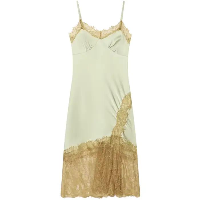 Robe midi en satin verte pour femme