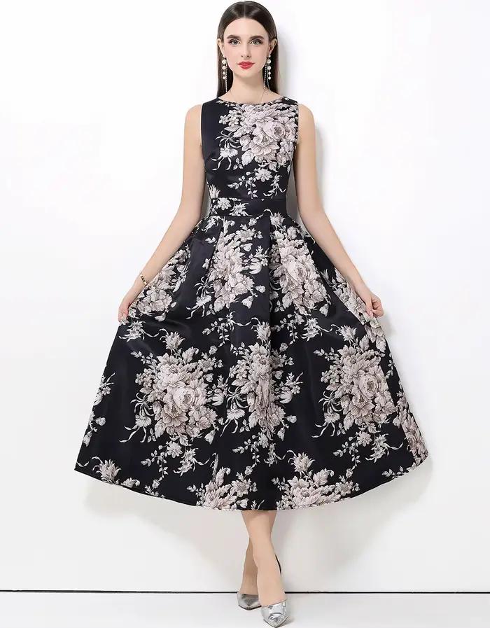 Robe longue élégante à fleurs pour femmes