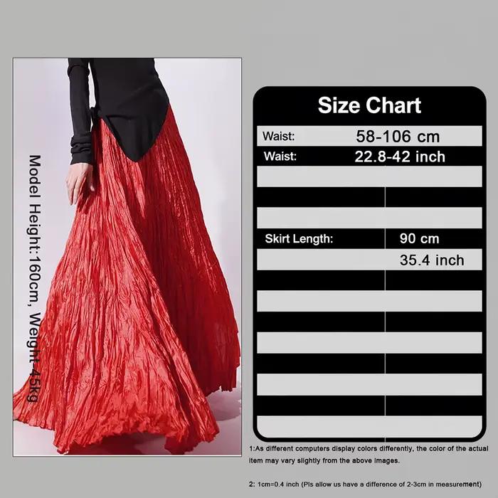 Jupe longue plissée fluide taille haute style flamant rose pour femme 2026