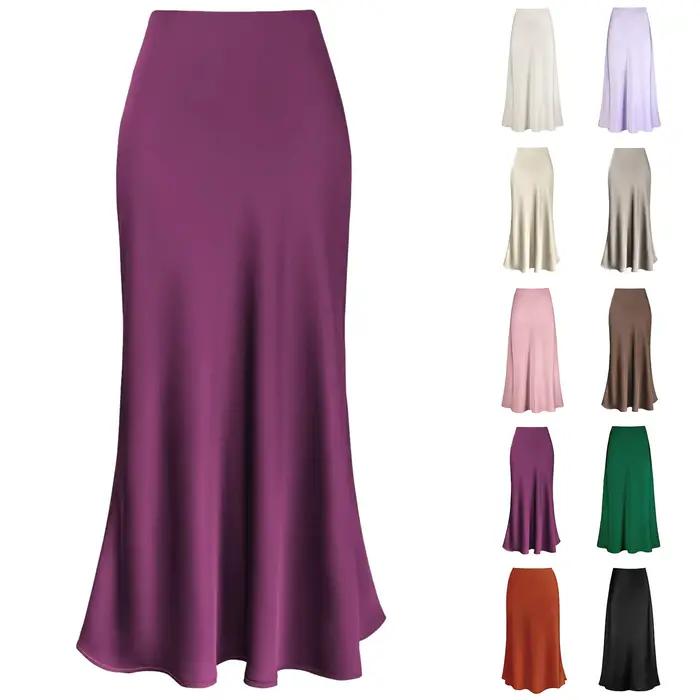 Jupes élégantes en Satin de soie pour femmes