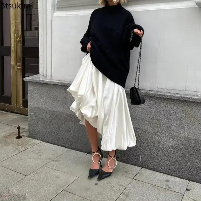Nouvelle jupe longue en satin pour femme 2026