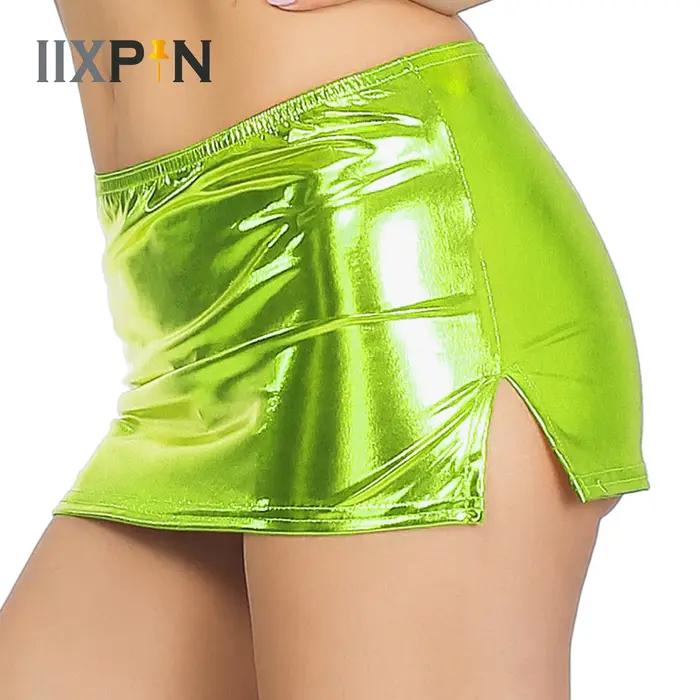Mini jupe fendue en Faux cuir pour Femme