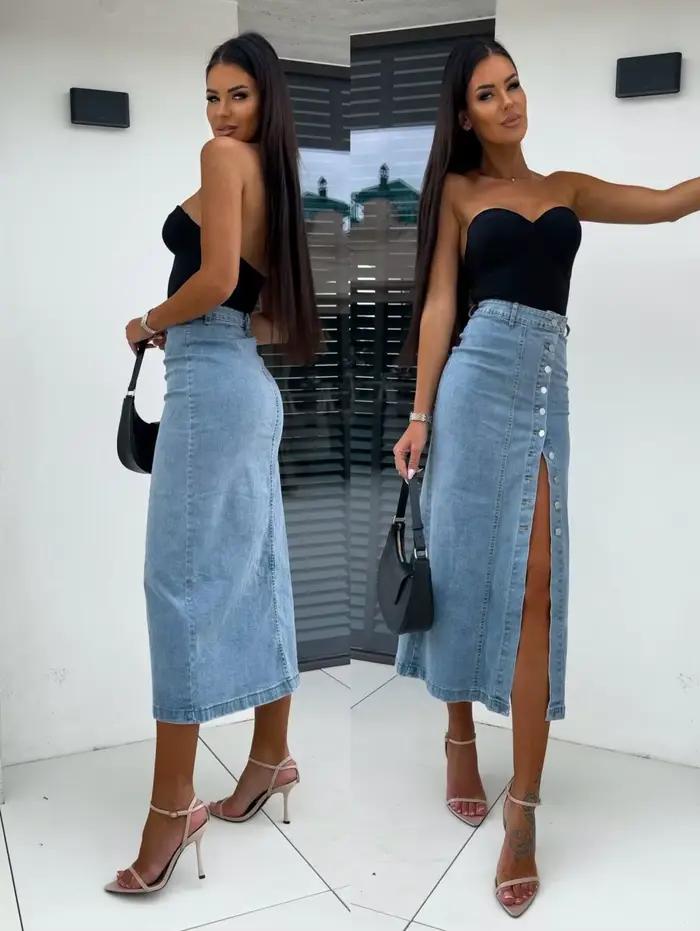 Jupe taille haute rétro bouton irrégulier asymétrique en coton polyester pour femmes junior style streetwear automne hiver 2025