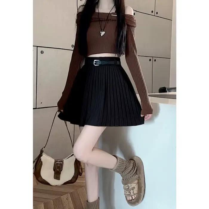 Jupe plissée tricotée pour femme