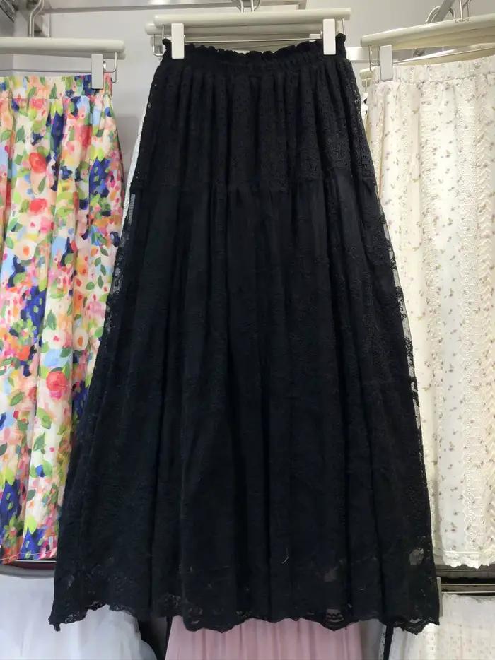 Demi-jupe en dentelle florale brodée pour femme