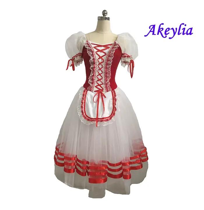 Robe Giselle bordeaux, robe Tutu longue de Ballet de Village paysanne