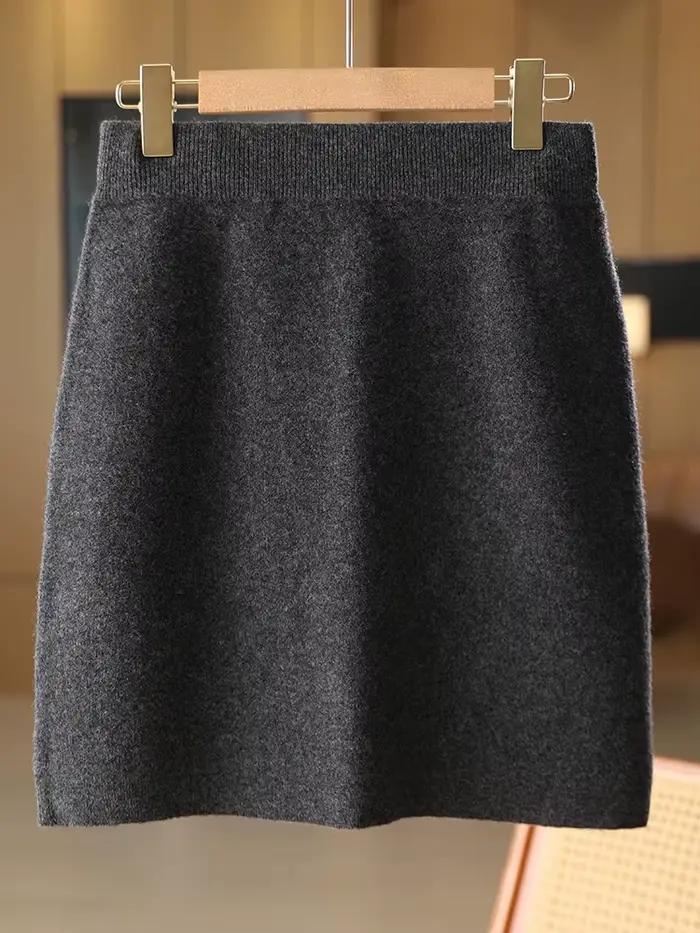 Femmes laine jupes automne hiver bureau dame Mini jupe cintrée taille élastique 100%