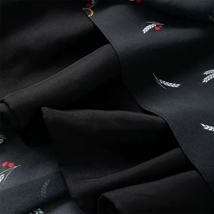 Jupe en soie pour femme 100% soie de mûrier noire avec double doublure
