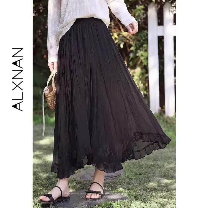 Jupe longue noire d'été pour femme ALXNAN