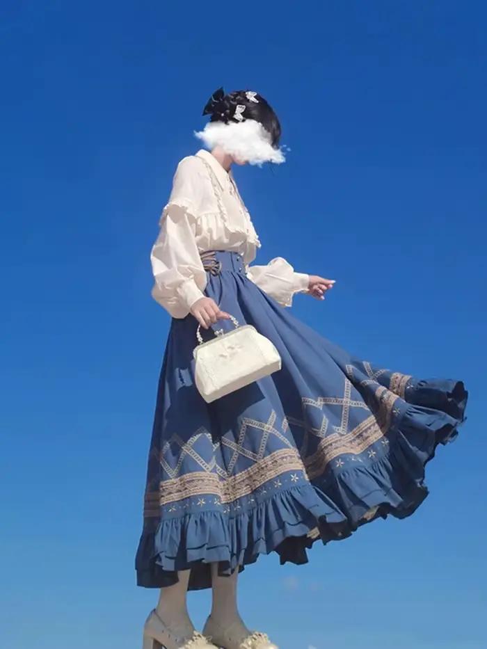 Ensemble jupe taille haute Lolita pour femmes