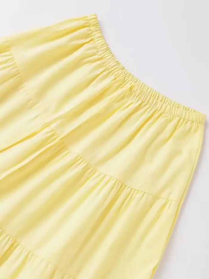 Jupe TRZA jaune beurre longue pour femmes, décontractée et élégante pour toutes les saisons occasions spéciales