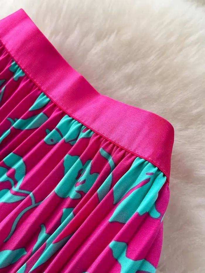Femmes Style coréen jupe imprimée taille haute minceur a-ligne